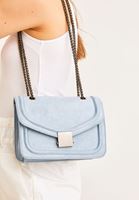 Women Blue Shoulder Bag With Chain Detail
