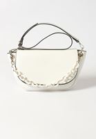 Women White Chain Detailed Baguette Bag