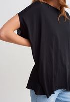 Bayan Siyah Bot Yaka Oversize Tişört ( MODAL )