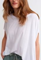 Bayan Beyaz Bot Yaka Oversize Tişört ( MODAL )