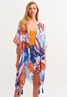 Bayan Çok Renkli Yaz Rüzgarı Midi Kimono