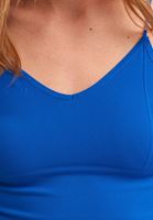 Bayan Mavi Dikişsiz İnce Askılı Crop Top