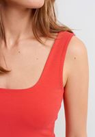 Women Red Square Neck Cotton Tank Top