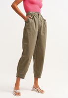 Women Green High Rise Wide Leg Cotton Pant