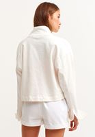 Women White Pocket Detailed Crop Jacket