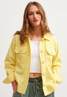 Bayan Sarı Pamuklu Gömlek Ceket