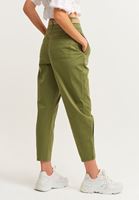Bayan Yeşil Ultra Yüksek Bel Kemer Detaylı Pantolon