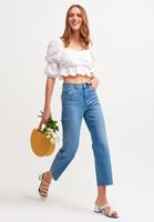 Women White Balloon Sleeve Crop Blouse