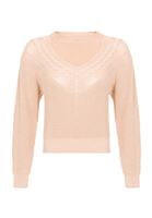 Women Pink Cut Out Detailed Pullover