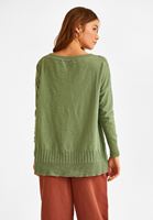 Women Green Boat Neck Loose Fit Pullover