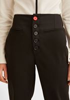 Bayan Siyah Yüksek Bel Düğme Detaylı Pantolon