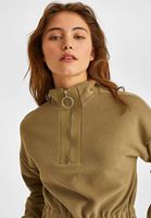 Women Green Zip Detailed Pullover