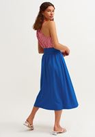 Women Blue Twilled Midi Skirt