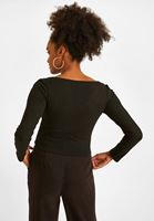 Women Black V-Neck Pullover