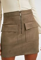 Women Brown Mini Suede Skirt