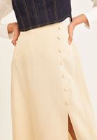 Women Beige High Rise A-Line Midi Skirt