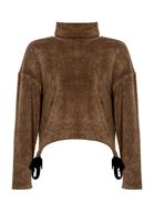 Women Brown Roll Neck Pullover