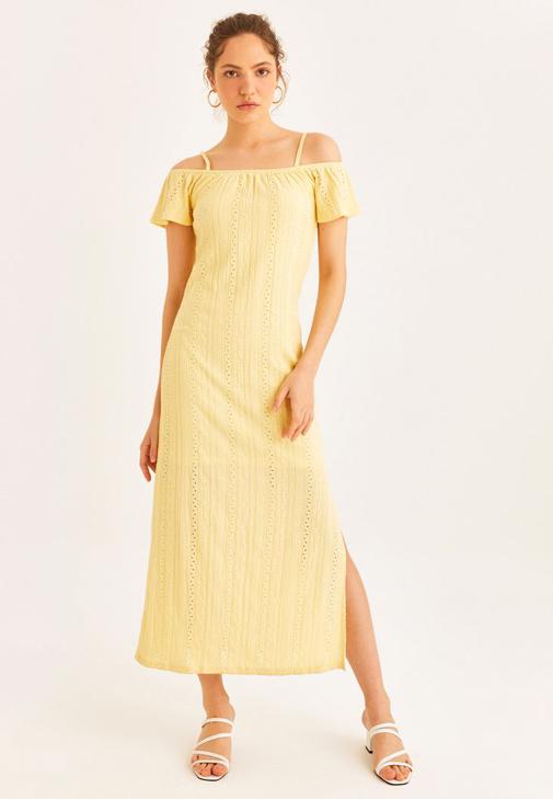 Yellow Off Shoulder Dress 