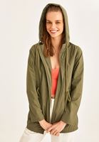 Women Green Hooded Rain Coat
