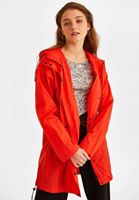 Women Orange Hooded Rain Coat