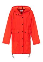 Women Orange Hooded Rain Coat