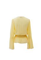 Women Yellow Lace Detailed Double Breasted Blouse