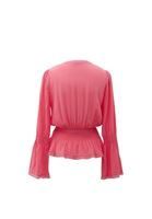 Women Pink Lace Detailed Double Breasted Blouse