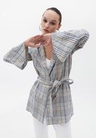 Women Mixed Multi Color Checked Detailed Jacket