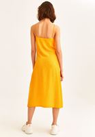 Women Yellow Slouchy Neck Midi Dress