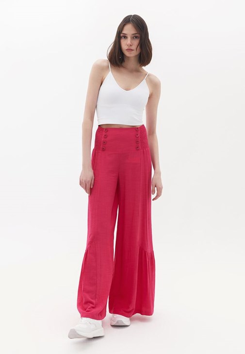 Pink High Rise Wide Pants 