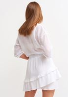 Women White Mini Skirt with Ruffle Details