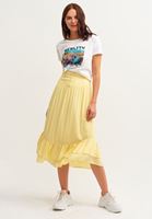 Women Yellow Midi Skirt With Slit Detail