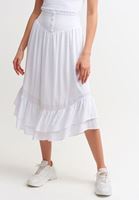 Women White Midi Skirt With Slit Detail