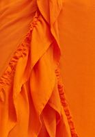 Women Orange Ruffle Detail Midi Skirt