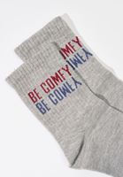 Bayan Gri Sloganlı Çorap