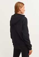 Women Black Hooded Cotton Sweatshirt with Zip Closure