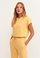 Women Yellow Elastic Waistband Crop Top