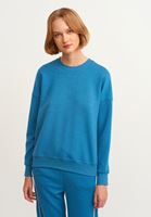 Bayan Mavi Biye Detaylı Oversize Sweatshirt