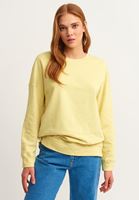 Bayan Sarı Zero-Neck Oversize Sweatshirt