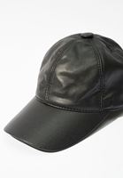 Bayan Siyah Vegan Deri Cap Şapka