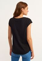 Women Black Cotton v-neck tshirt