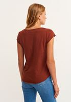 Women Brown Cotton v-neck tshirt