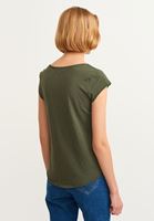 Women Green Cotton v-neck tshirt