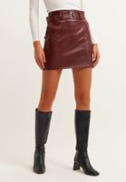 Women Bordeaux Vegan leather mini skirt