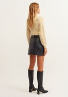Women Black Vegan leather mini skirt