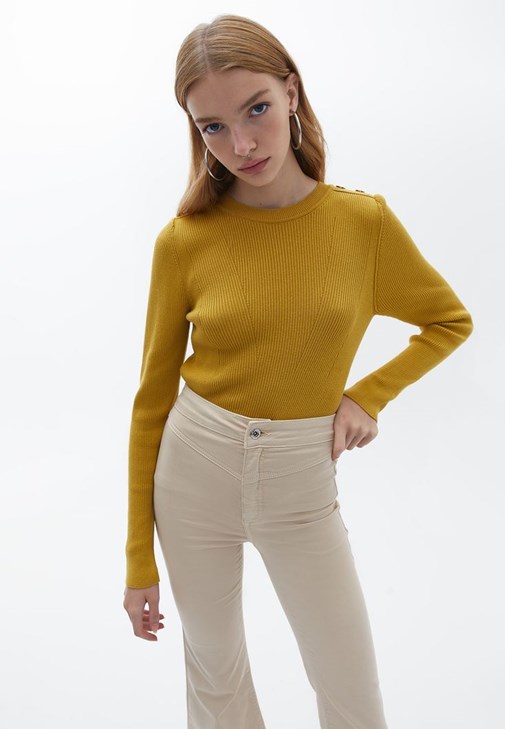 Resignación Destreza máscara Green Button Detailed Knitwear Sweater Online Shopping | OXXOSHOP