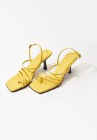Bayan Sarı İnce Bantlı Topuklu Ayakkabı