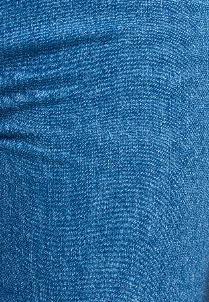 Bayan Mavi Wide-Leg Denim Pantolon