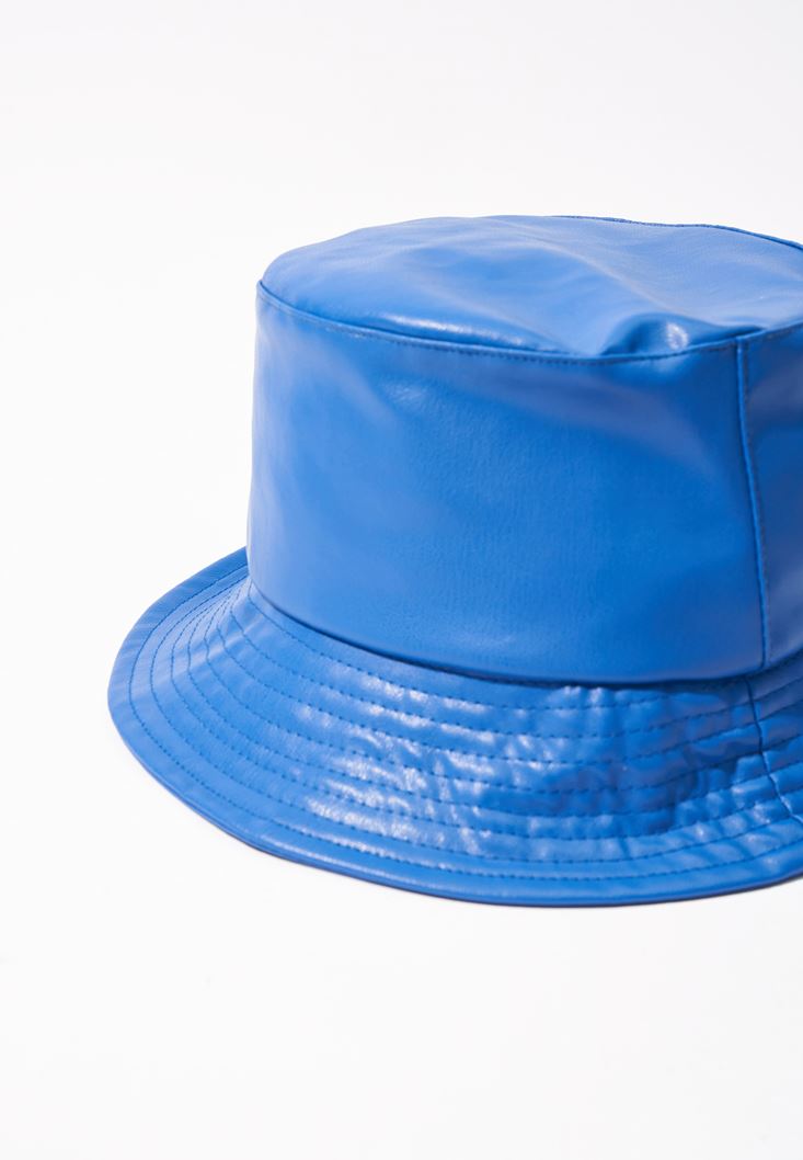 Bayan Lacivert Vegan Bucket Şapka