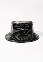 Bayan Siyah Parlak Bucket Şapka